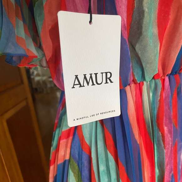 AMUR Luisa Pleated Striped Midi Dress size 2 - Picture 12 of 16